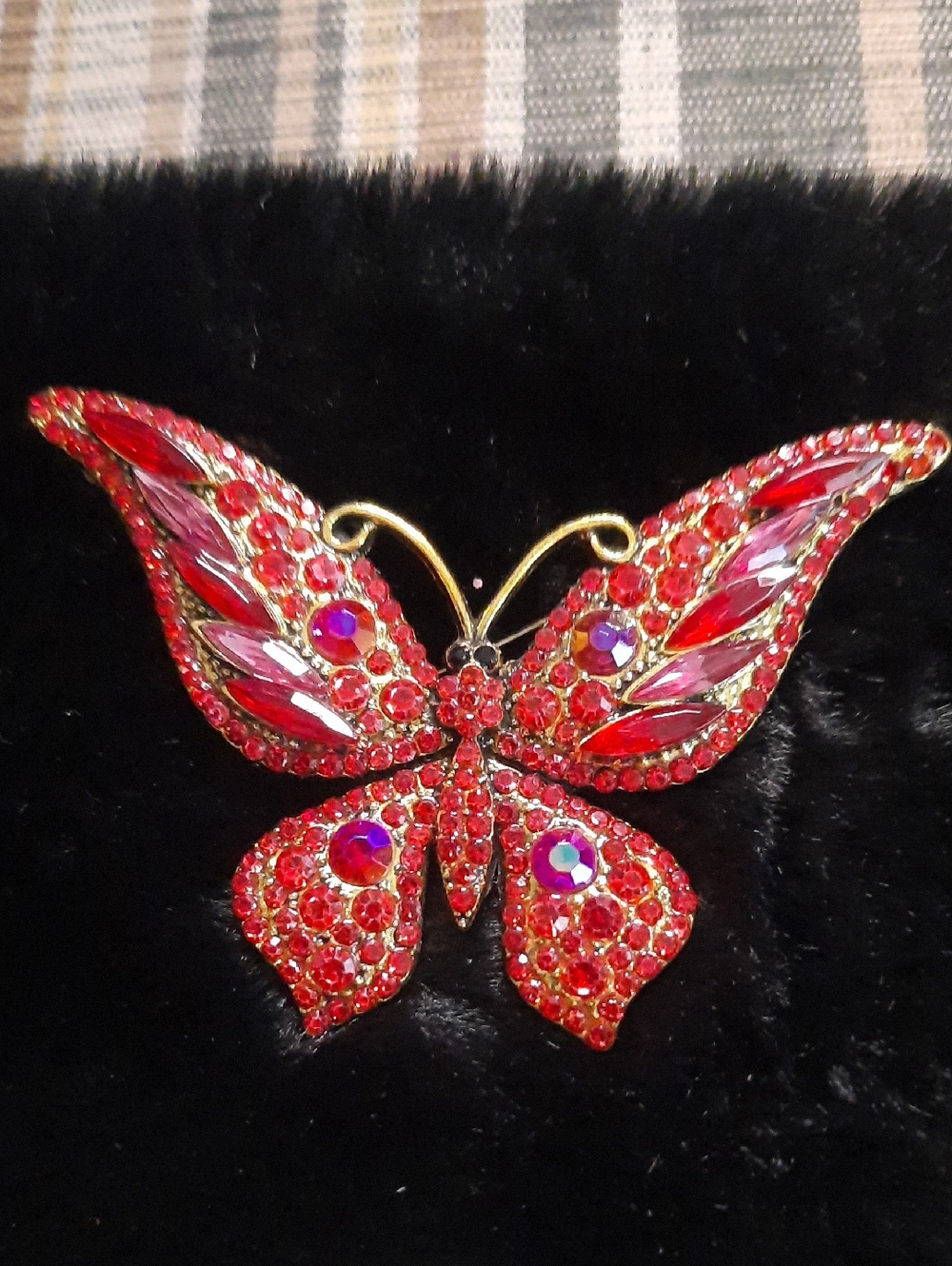 Red Crystal Butterfly Brooch - Brand